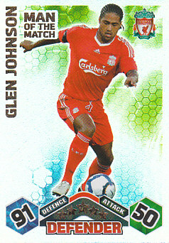 Glen Johnson Liverpool 2009/10 Topps Match Attax Man of the Match #393